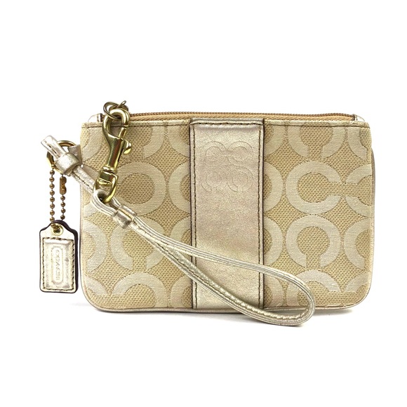 Coach Julia Optic Art Lurex Gold Wristlet - Picture 2 of 8